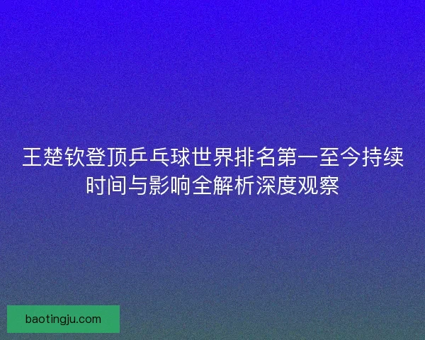王楚钦登顶乒乓球世界排名第一至今持续时间与影响全解析深度观察
