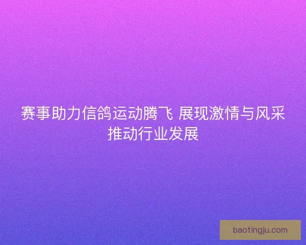 赛事助力信鸽运动腾飞 展现激情与风采推动行业发展