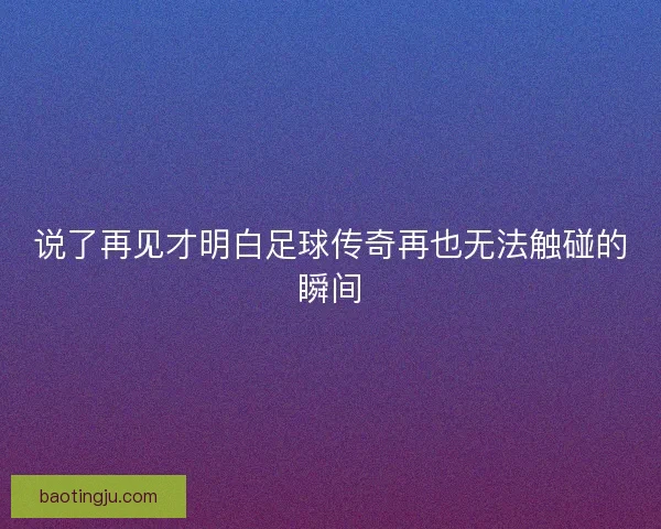 说了再见才明白足球传奇再也无法触碰的瞬间
